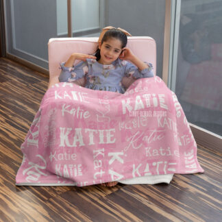 Pink Personalized Name Blanket