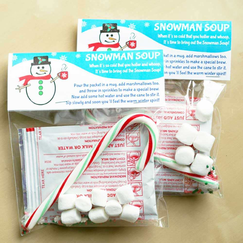 Printable Snowman Soup Labels Bag Toppers