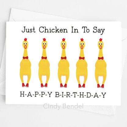 Funny rubber chicken birthday card