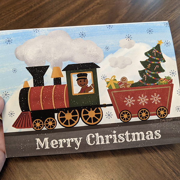 Christmas train greeting card