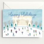 Holiday winter greeting card featuring ice skating at the National Gallery of Art Sculpture Garden
