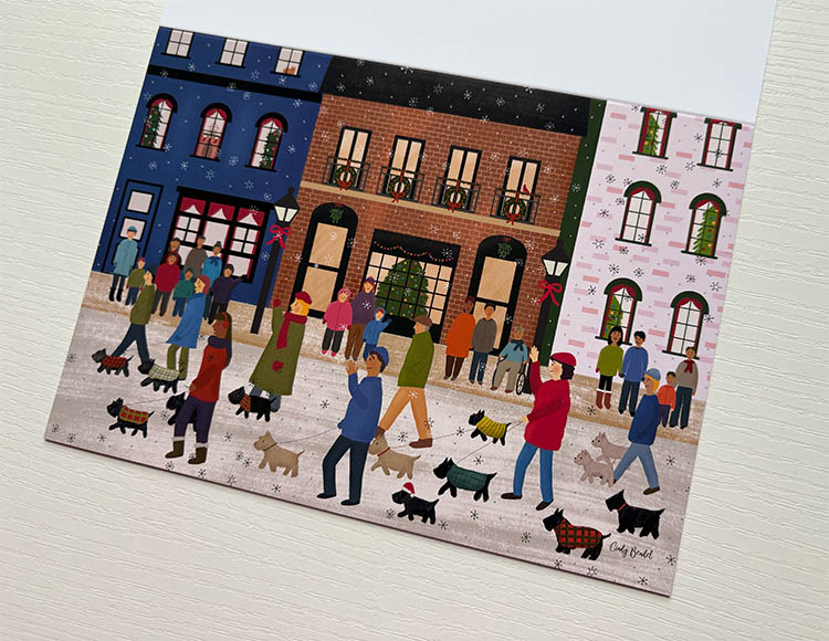 Illustration of Alexandria Virginia Scottish Parade with Scotty Terrier Dogs
